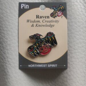 'Raven Brings the Light' Pin Indigenous Design by Philip Joe, Salish